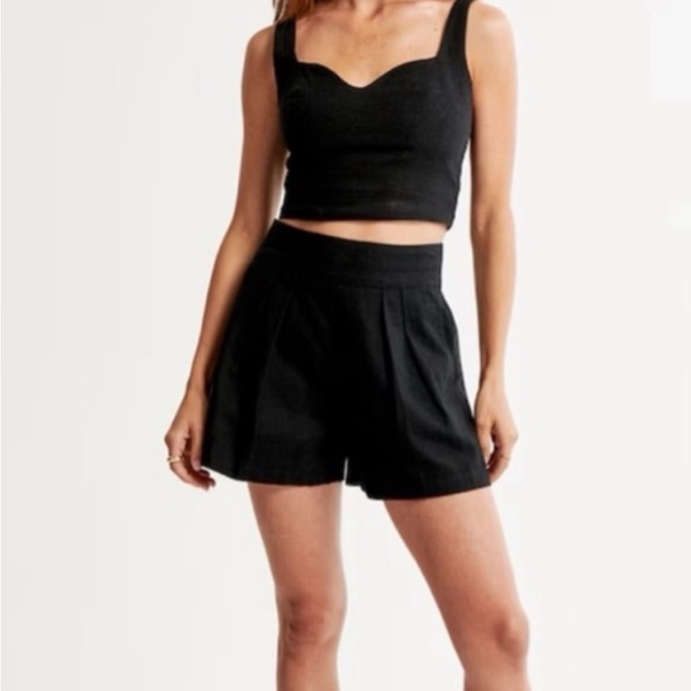 Abercrombie & Fitch Classic Black Linen Blend Shorts Sz M